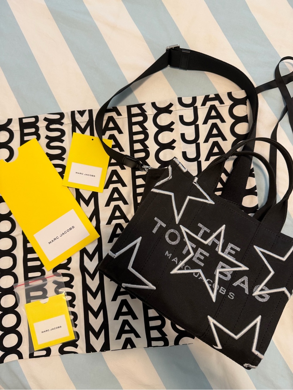 Marc Jacobs Black Canvas Tote with White Star Motif